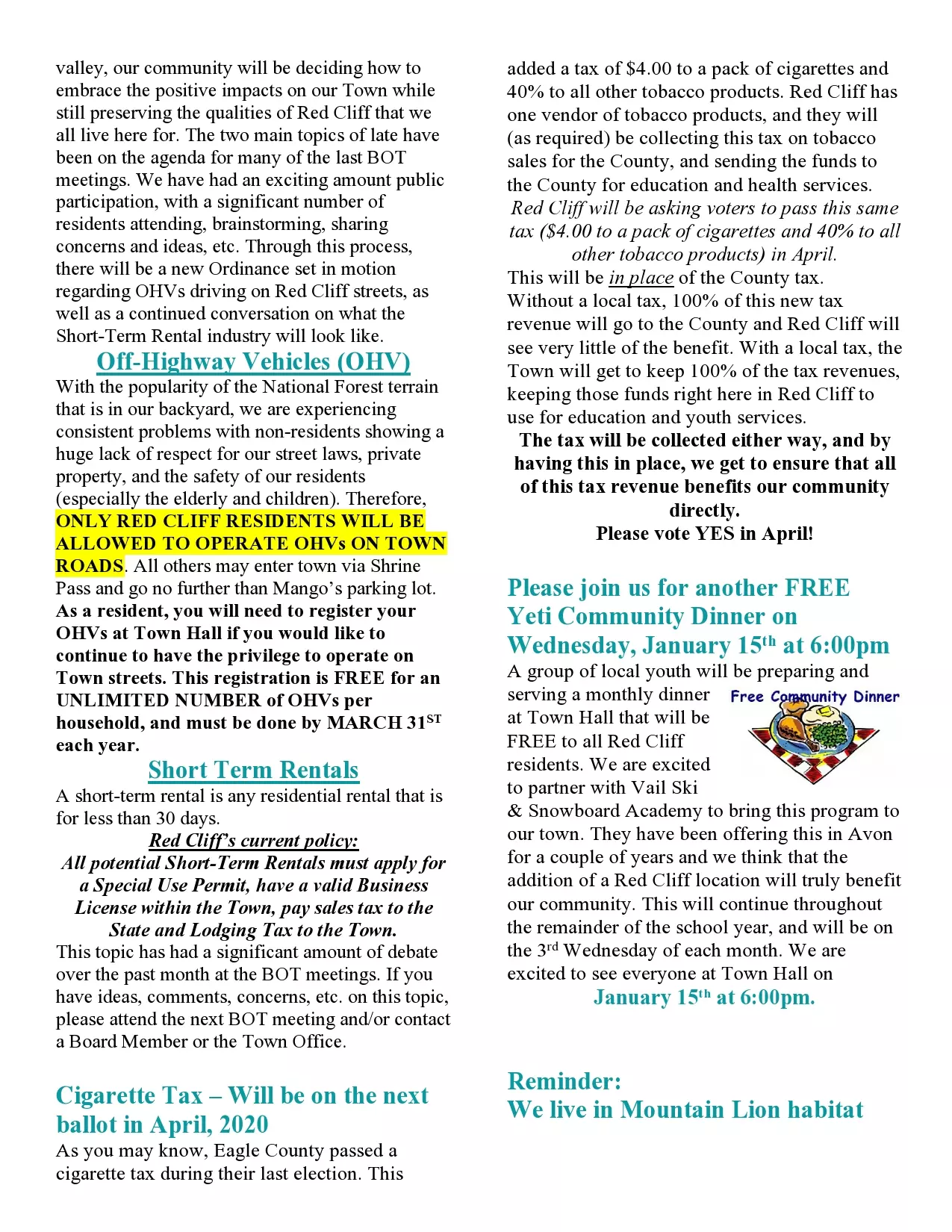 January 2020 Newsletter page 2