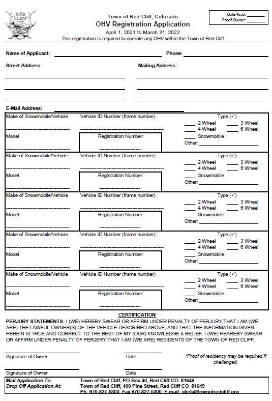 2021 OHV Registration Form Image