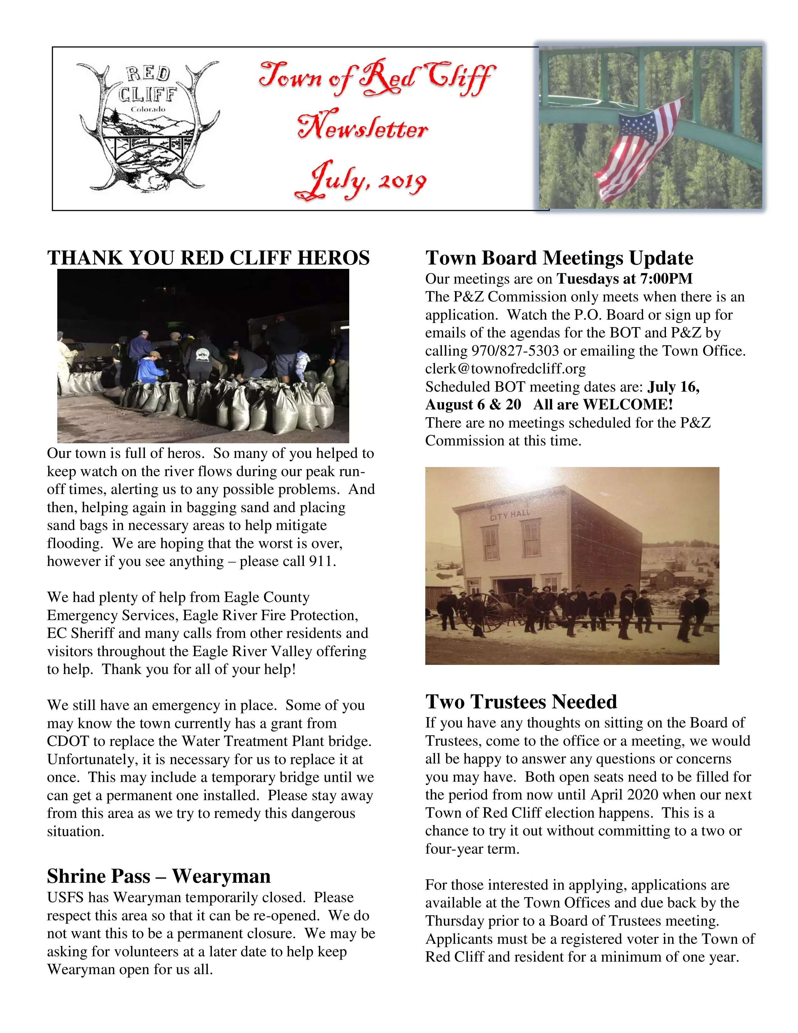 July newsletter first page