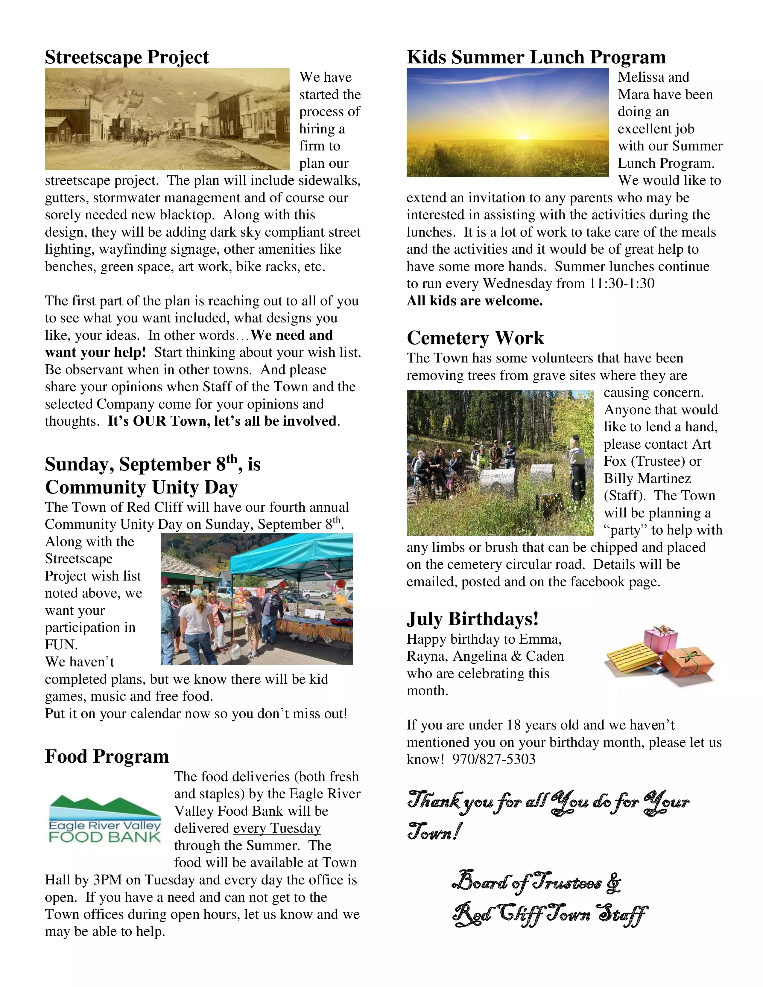 July Newsletter second page